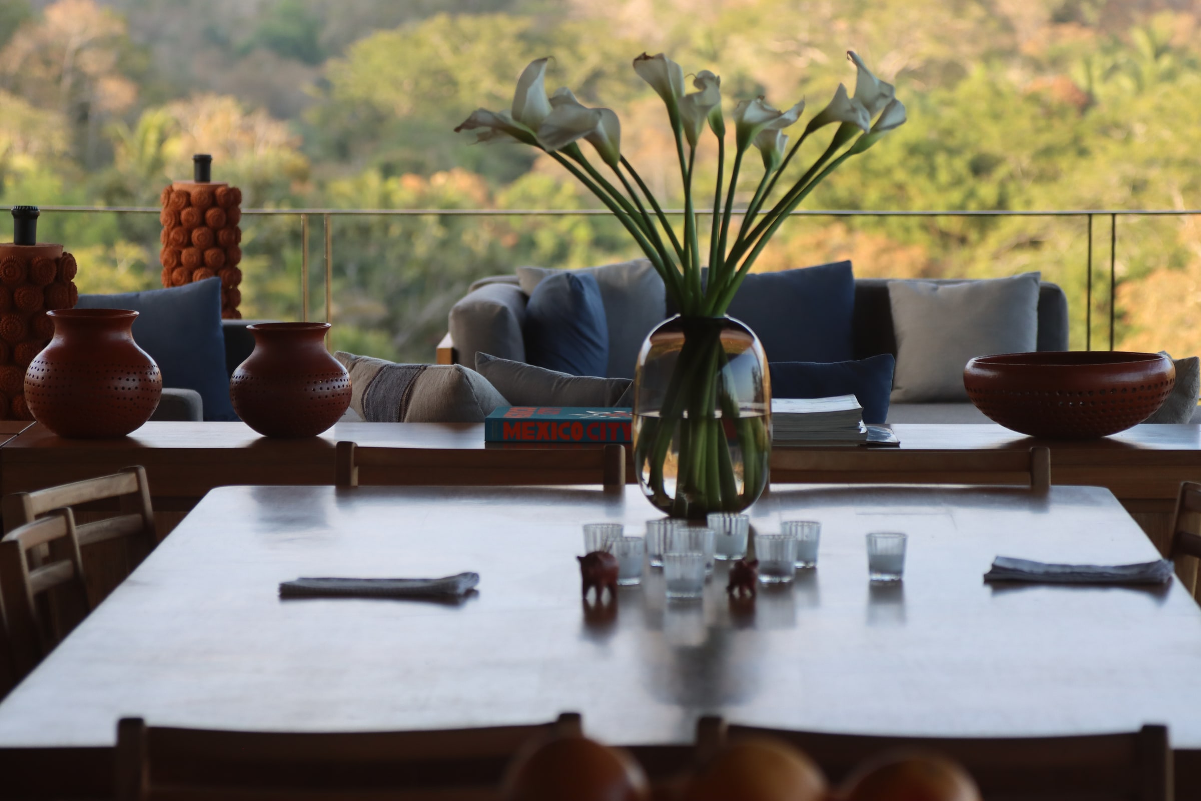 El Guayacán: Mobiliario y comedor abierto al paisaje